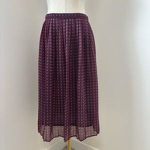 Banana Republic Red, Navy, & White Patterned Accordion Pleat Midi Skirt